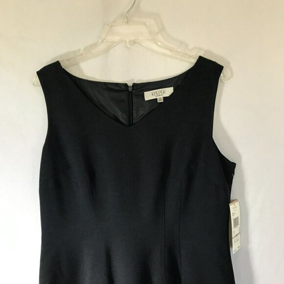 Kasper NWT Sheath Dress Sleeveless Navy Blue Size 12 Lined Classic Event V Neck - Picture 3 of 15